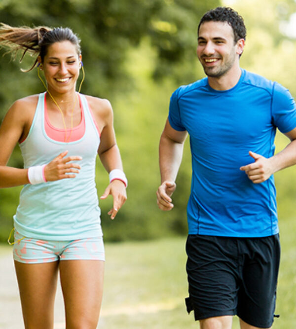 A couple out jogging together